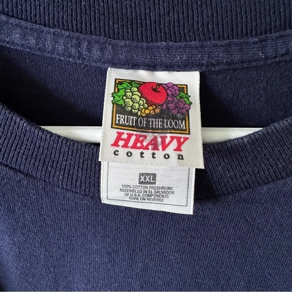 Vintage Embroidered Wolf Tee Navy T-Shirt 90s Size 2XL 1996 Upper Michigan